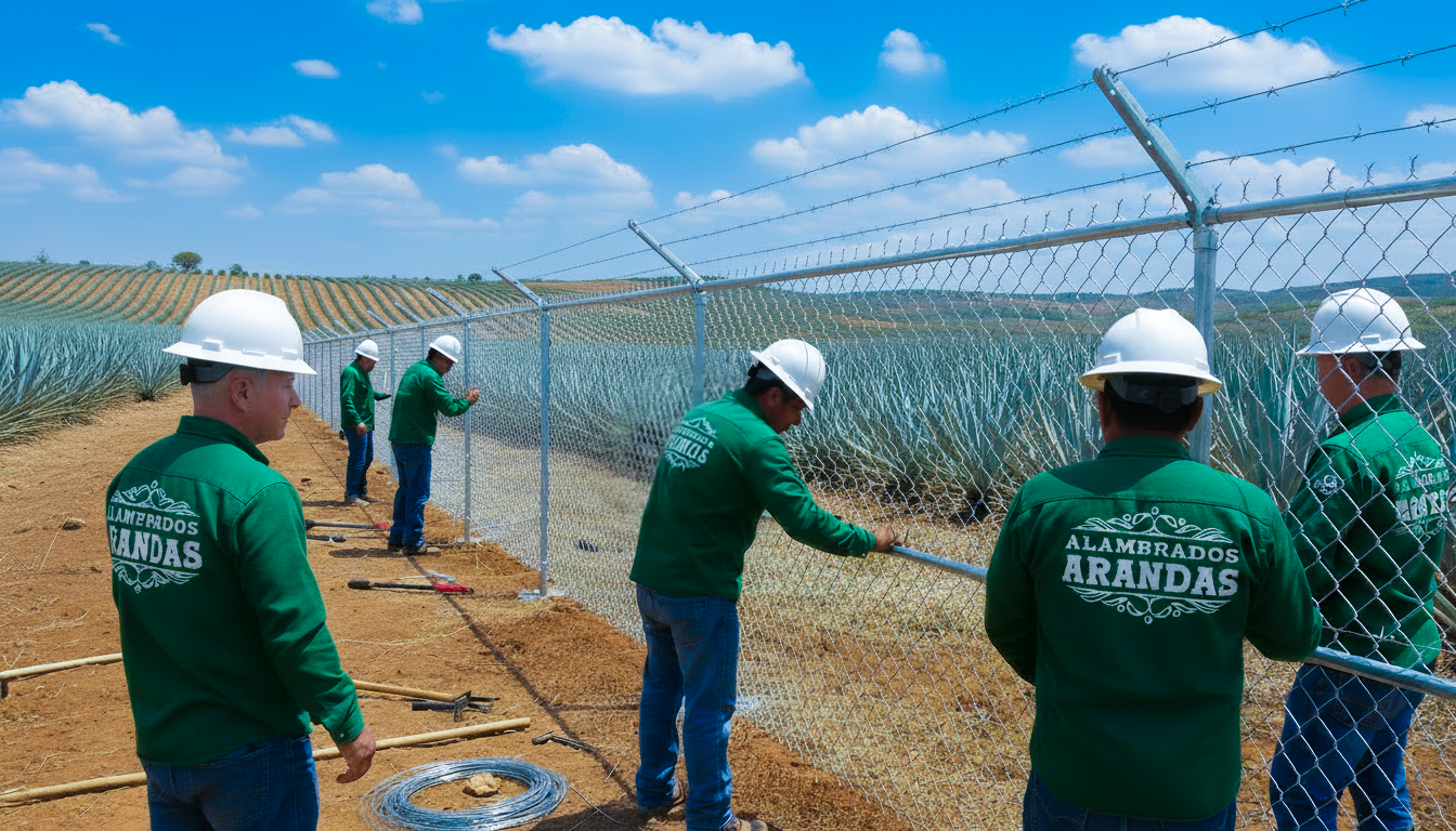 trabajadores instalando malla ciclonica